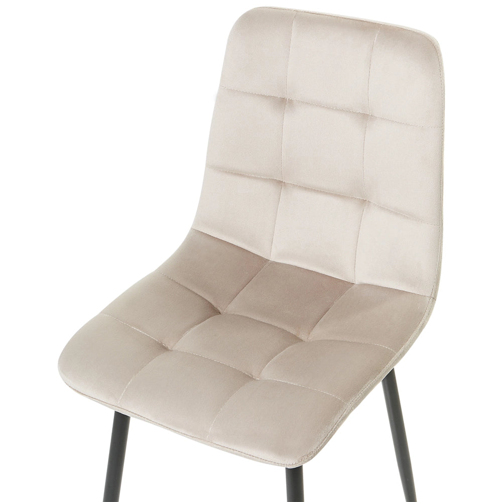Set di 4 sedie da pranzo in velluto beige gambe in ferro stile moderno