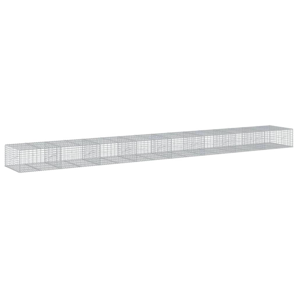 Gabbione recinto a gabbia muro di contenimento con coperchio 800 x 100 x 50 cm ferro zincato argento 02_0040202
