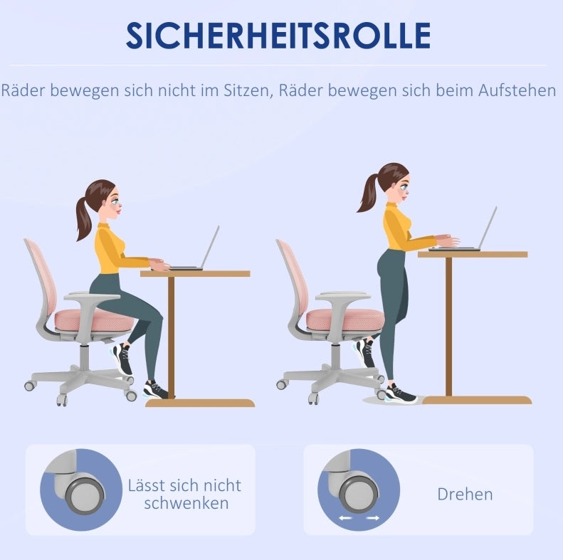 Sedia da ufficio ergonomica rosa regolabile
