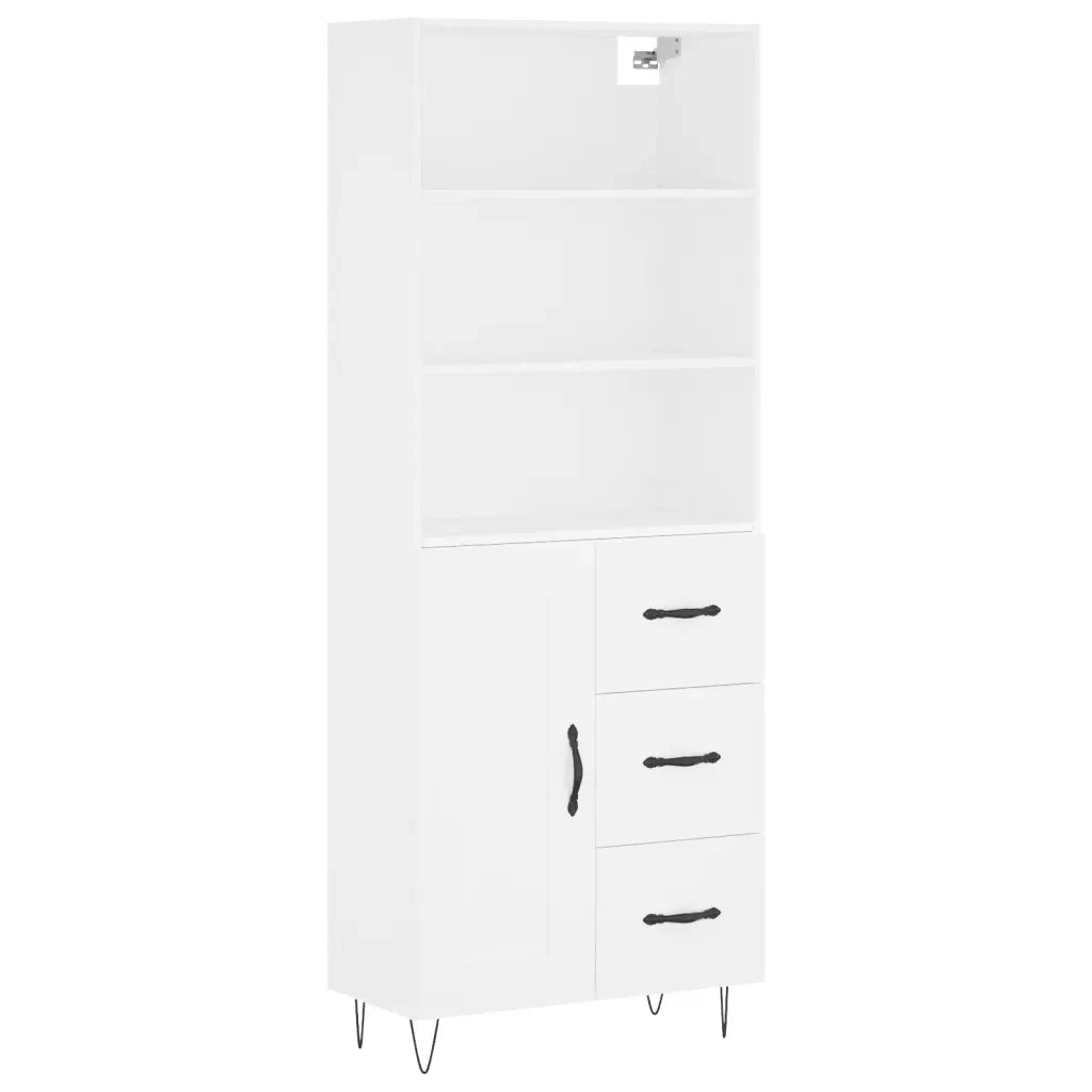 Credenza | Madia | Buffet da pranzo | Armadio da pranzo Bianca 69,5x34x180 cm in Legno Multistrato
