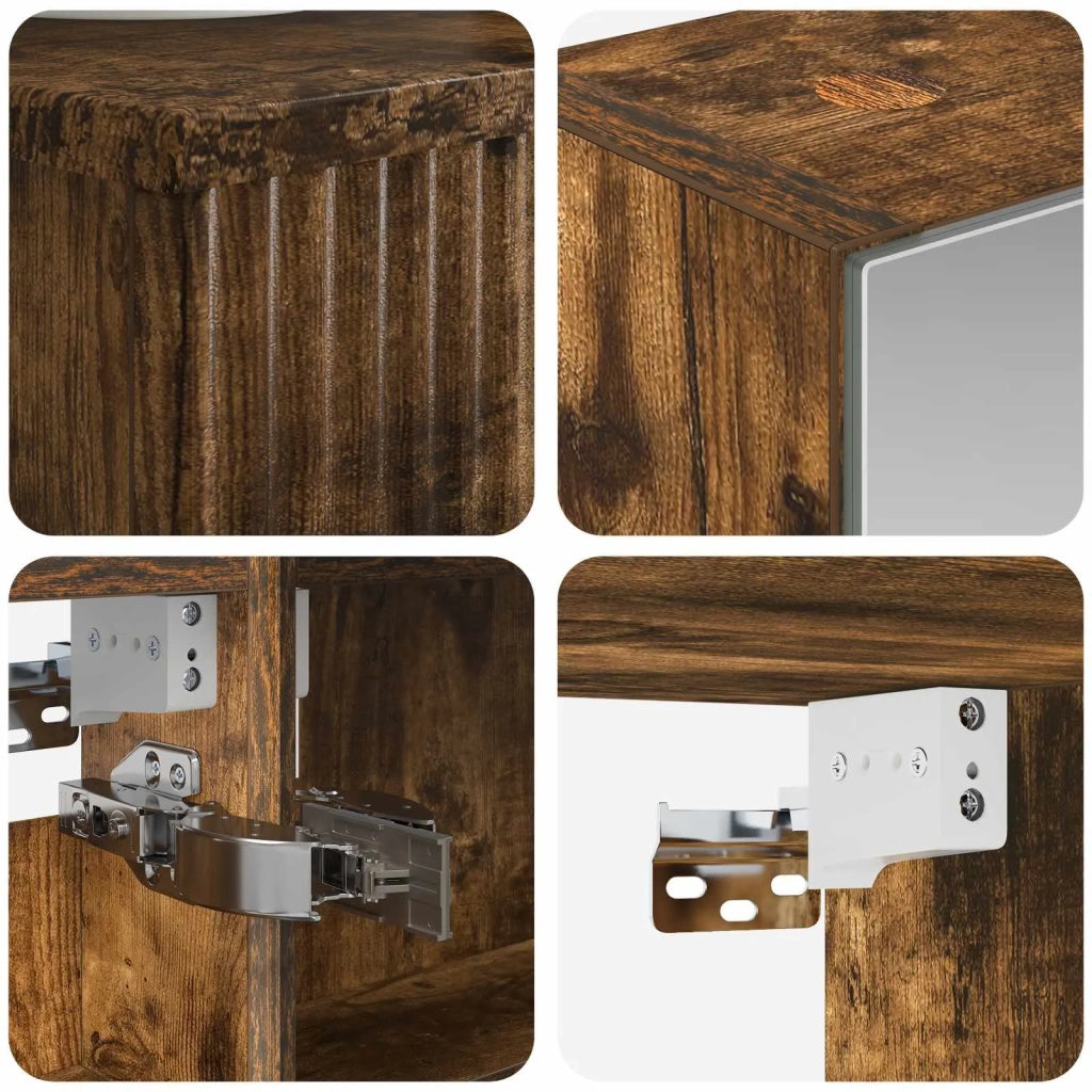 Set di Armadi da Bagno 4 pz Rovere Fumo Legno ingegnerizzato 3407371