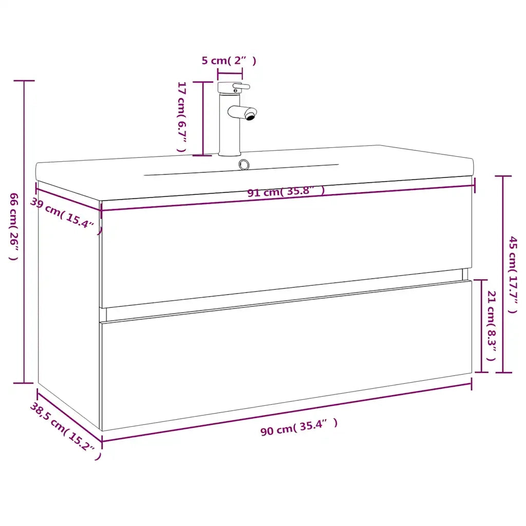 Mobile Bagno e Lavabo Integrato Grigio Sonoma Legno Multistrato