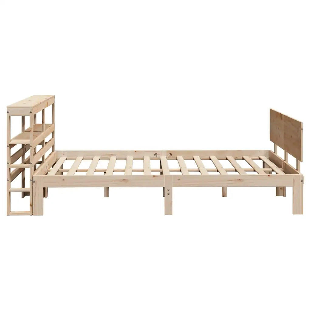 Letto matrimoniale | Letto per adulti | Giroletto con Testiera 140x200 cm in Legno Massello di Pino