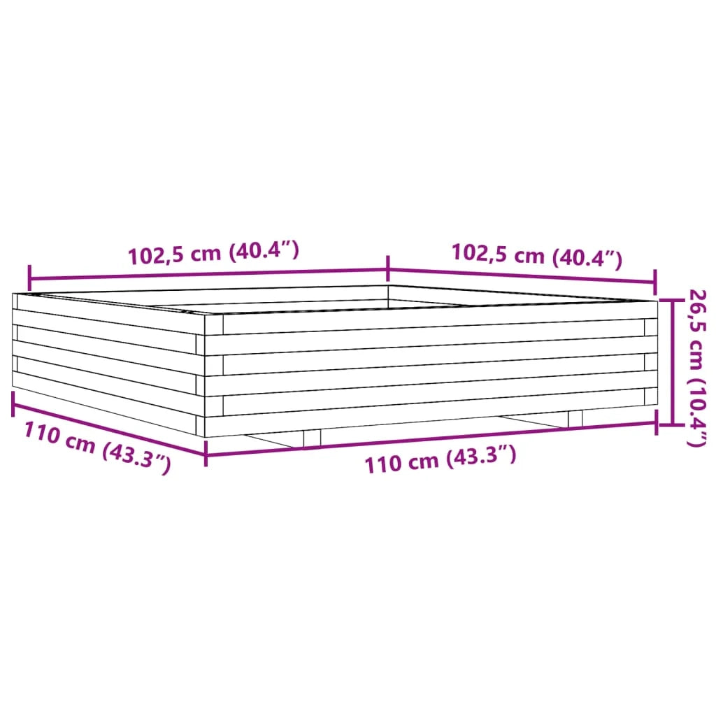 Fioriera rialzata per piante fiori patio giardino 110 x 110 x 26,5 cm legno di pino impregnato marrone 02_0037301