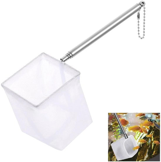 Reti per acquario con maniglia in acciaio inossidabile - Nylon finemente intrecciato - Telecamera a mano per acquari e vasche - Ideale per piccoli pesci e gamberi - Reti per acquario