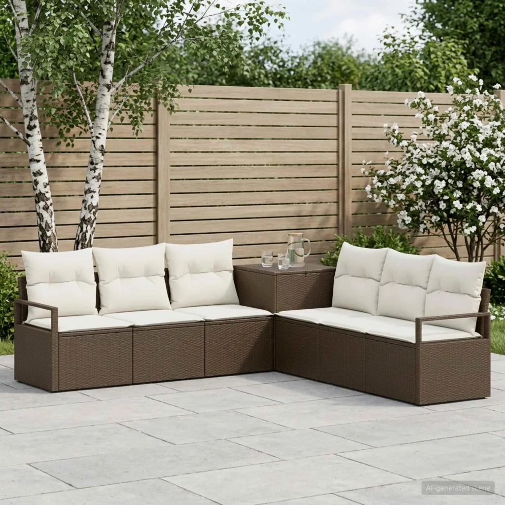 Set di divani 7 pz Marrone e Bianco Crema 3448720