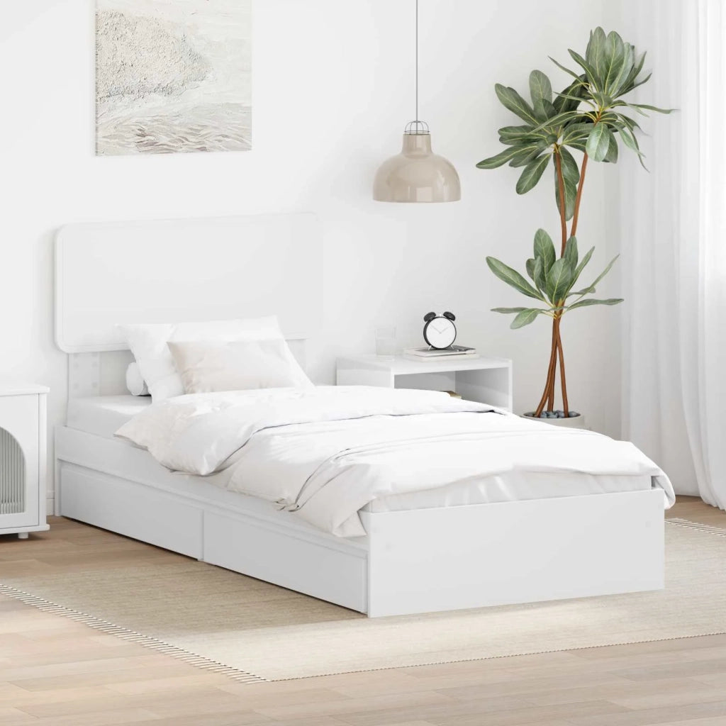 Letto con Contenitore Bianco 75 x 190 cm Legno multistrato