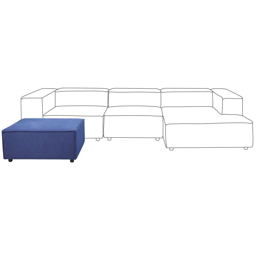 Ottomana imbottita in velluto a coste Blu scuro gambe nere Stile moderno