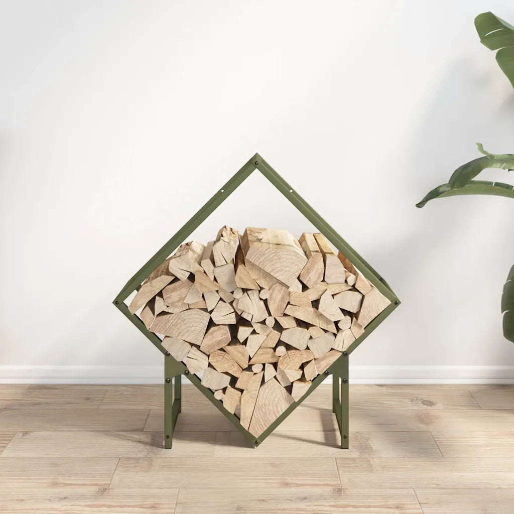 Rastrelliera per Legna da Ardere-Portalegna Verde Oliva 60x25x60 cm 823368