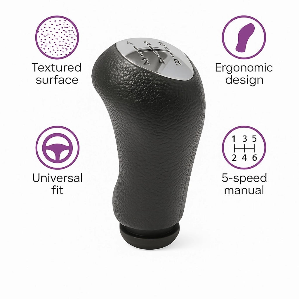 POMELLO CAMBIO UNIVERSALE AUTO 5 MARCE IN PELLE SINTETICA RICAMBIO NERO CTC-005
