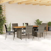 Set da Pranzo da Giardino 7 pz con Cuscini in Polyrattan Grigio 3213504