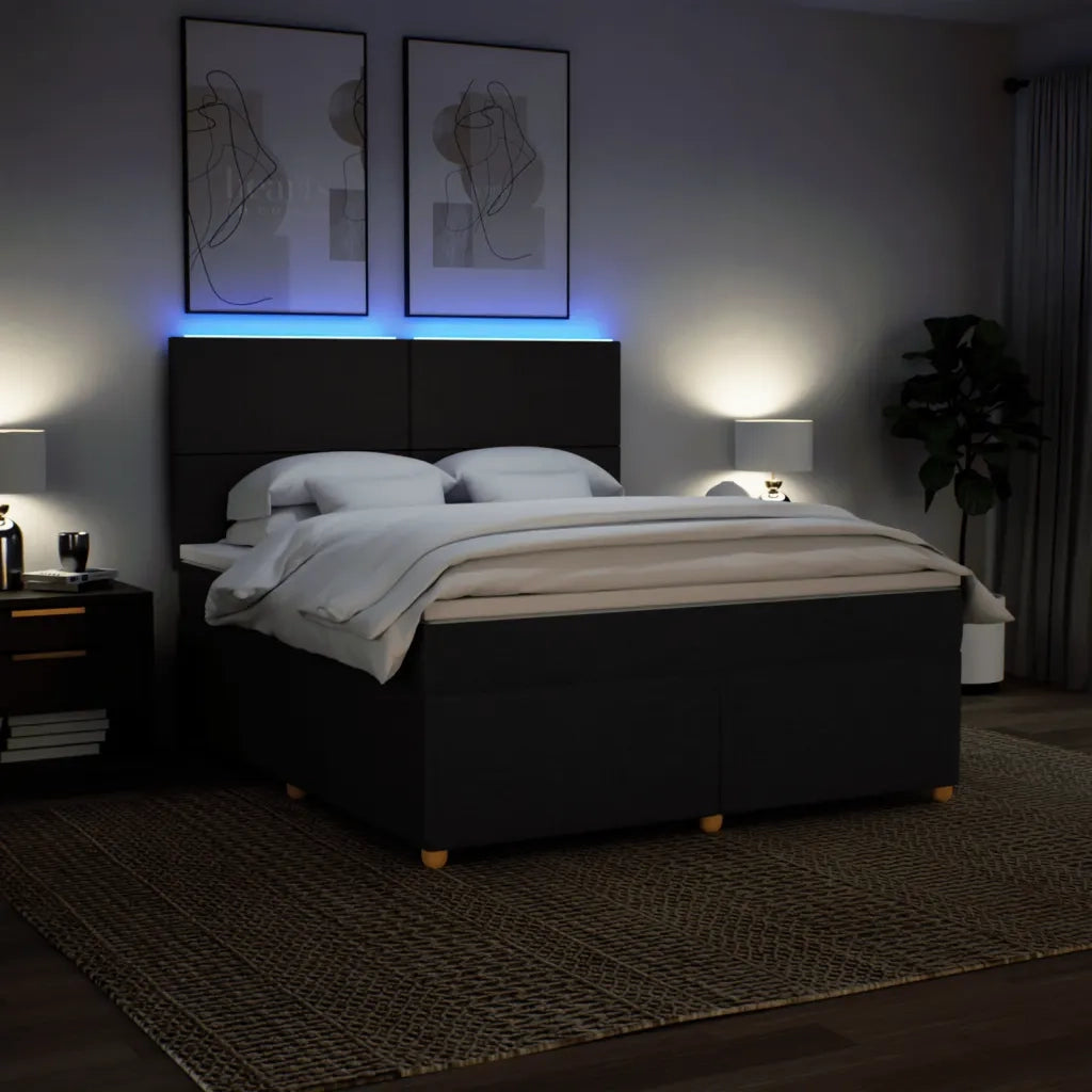 Giroletto a Molle con Materasso Nero 180x200 cm in Tessuto