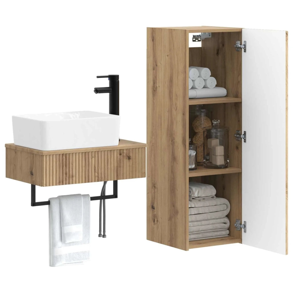 Set di mobili per il bagno 2 pz Rovere Artigianale 3406112