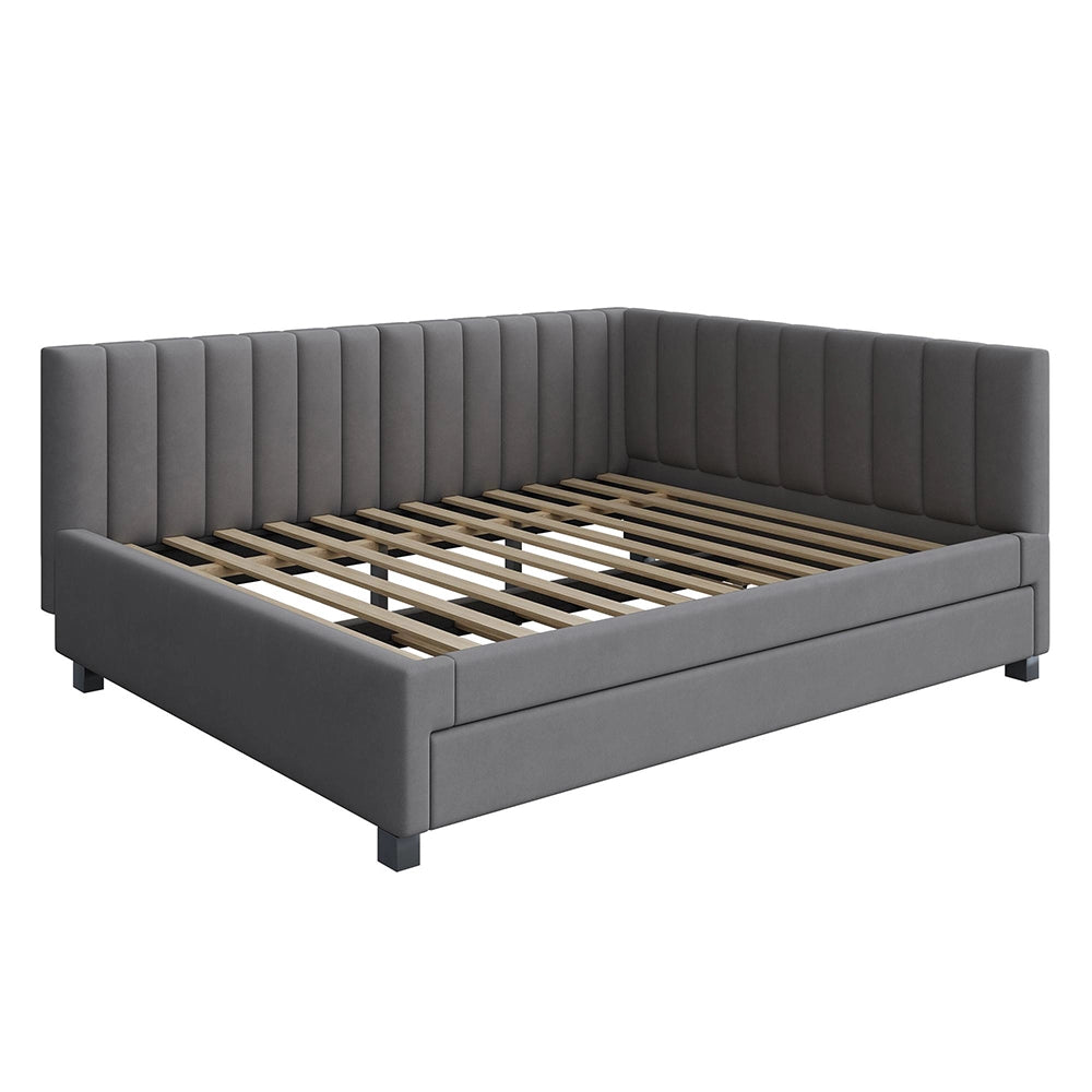 Divano letto - Xylo - 140x200 cm multifunzione velluto grigio
