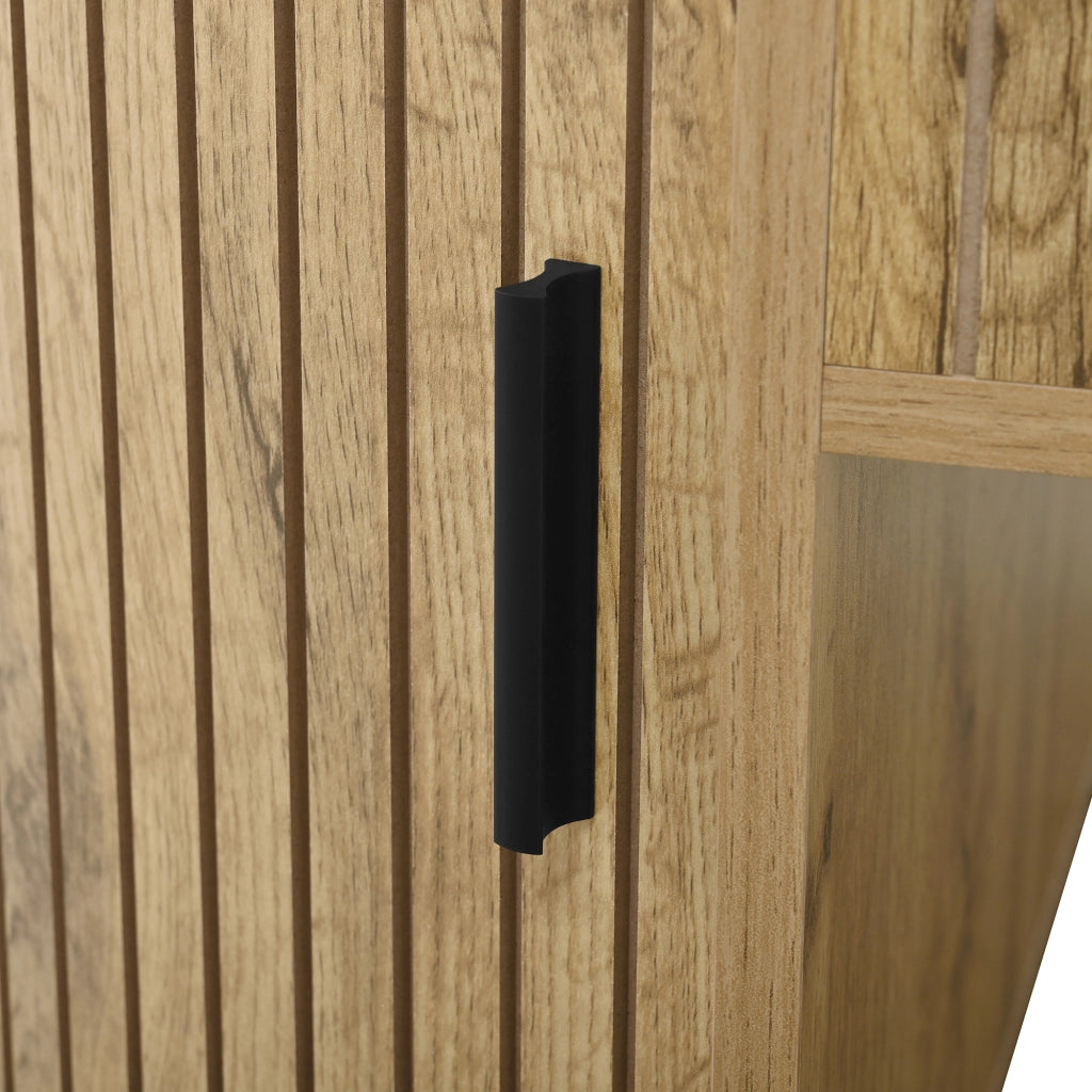 Tavolino da Caffè Sollevabile Ovale con 2 Ante Scorrevoli e Ripiani Aperti; Stile Moderno Retrò; in MDF; 100×50×40;5 cm; Rovere