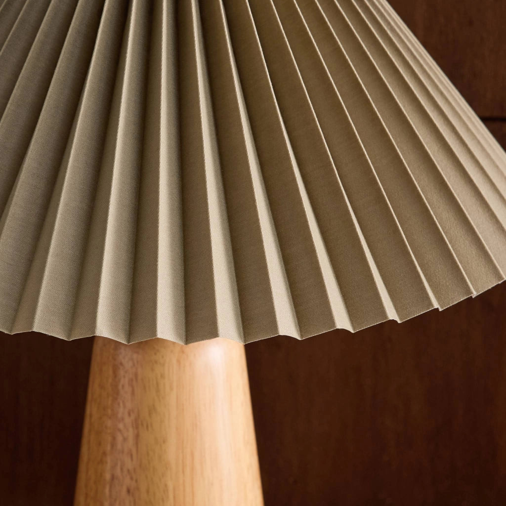 Lampada da tavolo da interno in legno e tessuto, ø 10,5 cm, verde kaki