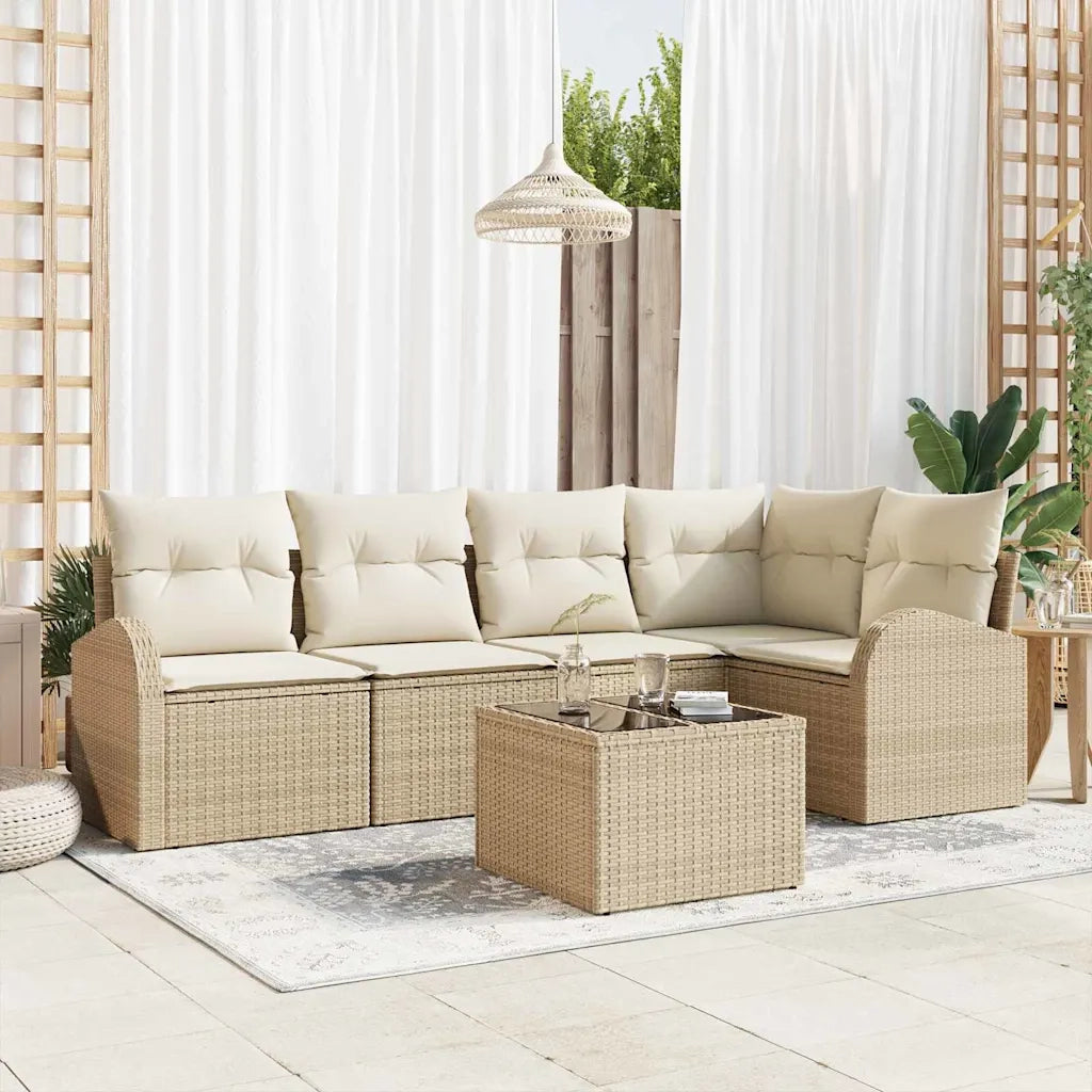 Set Divano da Giardino 6 pcs Beige e Bianco polyrattan 3354720