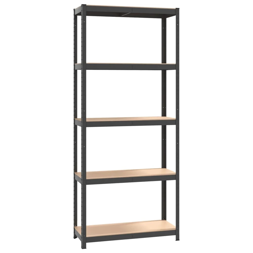 Scaffale portaoggetti a 5 ripiani acciaio legno ingegnerizzato antracite 02_0045698