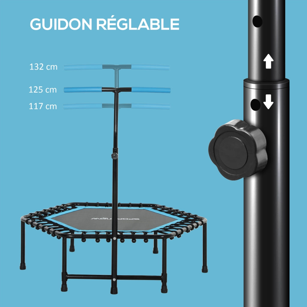 Trampolino fitness 114 cm ¨C Xylo ¨C con maniglia regolabile 3 posizioni, corde elastiche, blu