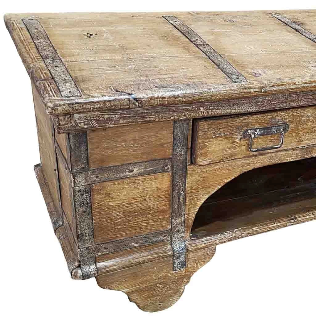 Mobile basso artigianale in legno 165-175x45x57h cm