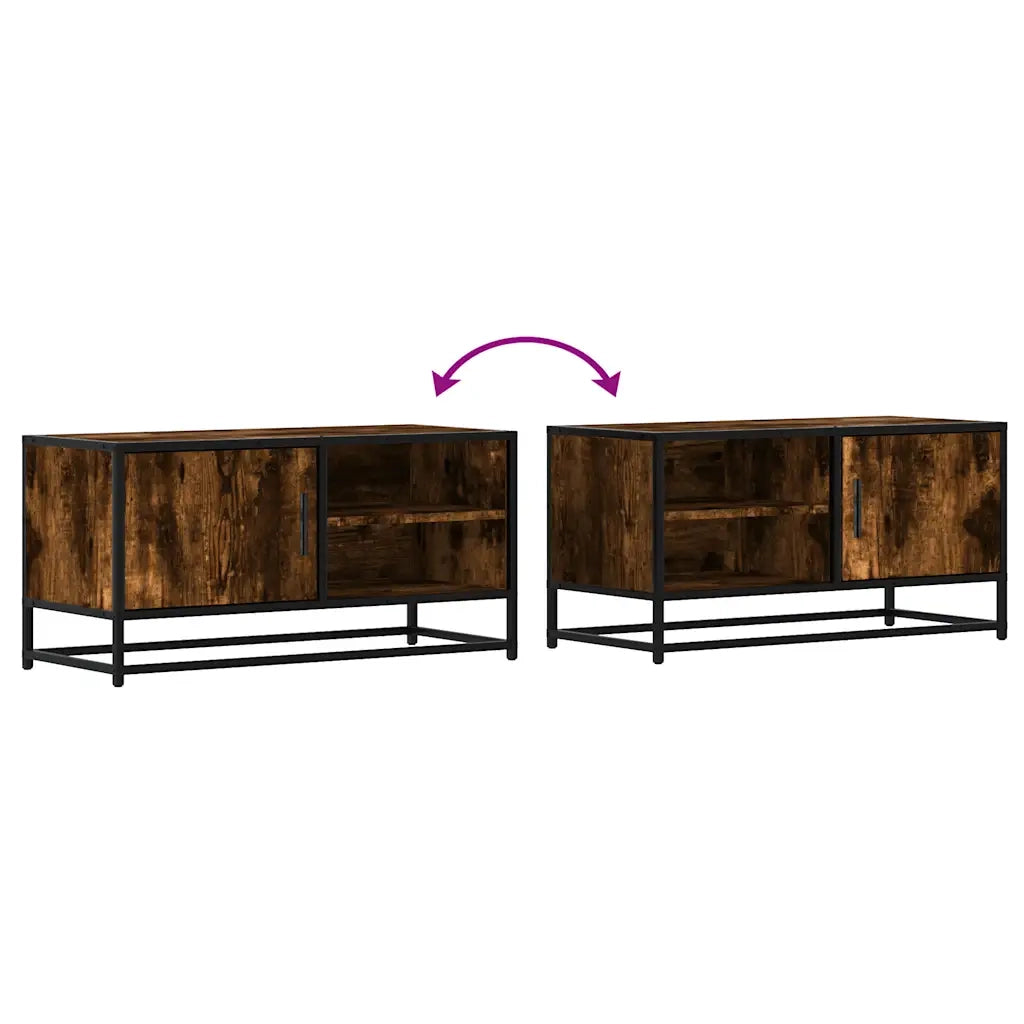 Mobile TV Rovere Fumo 80x34,5x40 cm Legno Multistrato e Metallo