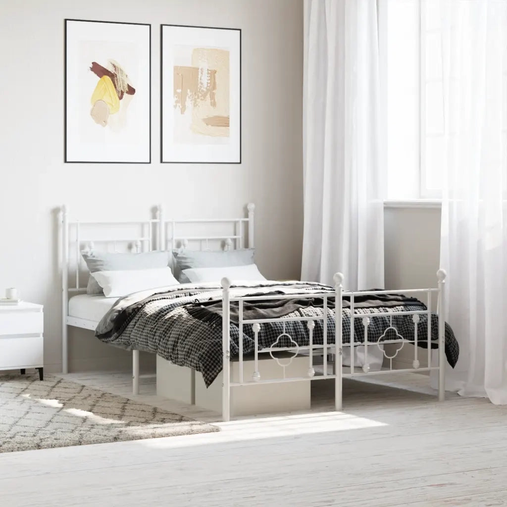 Giroletto con Testiera e Pediera-Struttura Letto Metallo Bianco 120x190 cm 737767