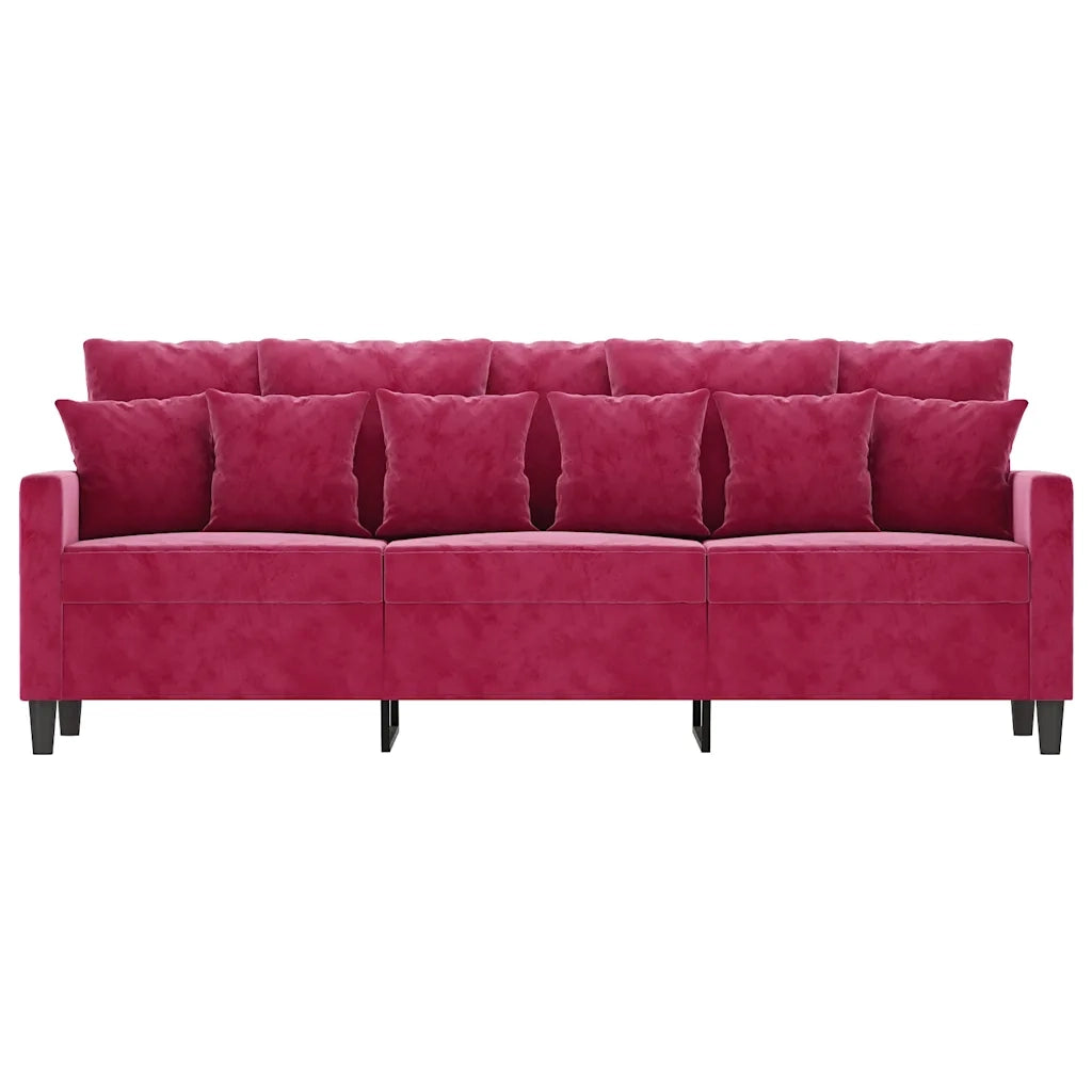 Divano a 3 Posti-Sofa 3 Posti Rosso Vino 180 cm in Velluto 839031