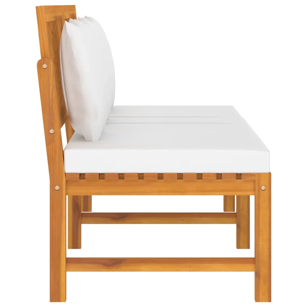 Dormeuse con Cuscino Crema 200x60x75cm Legno Massello di Acacia 312144