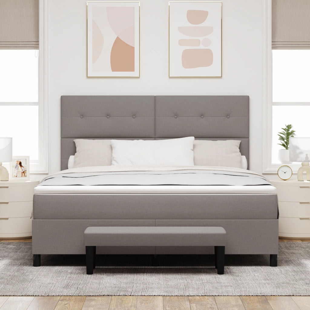 Letto con rete a molla e materasso taupe 180x200 cm tessuto