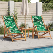 Sedie da Spiaggia Pieghevoli 2 pz | Sedie da Esterno Motivo Foglie Tessuto e Legno