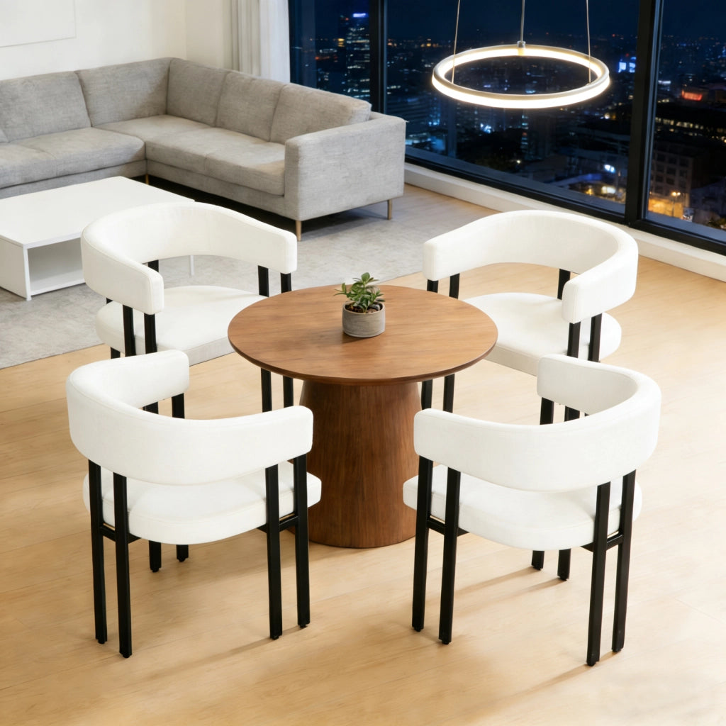 Sedia da Pranzo con Braccioli e Schienale Curvo ¨C MINIMAL ¨C Similpelle, Struttura in Metallo