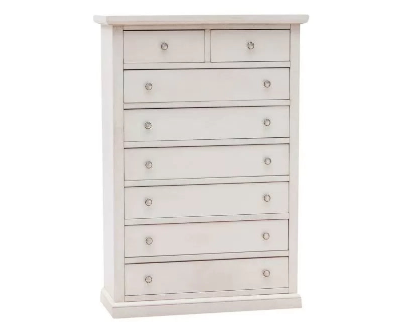 Cassettiera 8 cassetti legno bianco anticato pomoli argento 87x40x126 - Mobili 2G