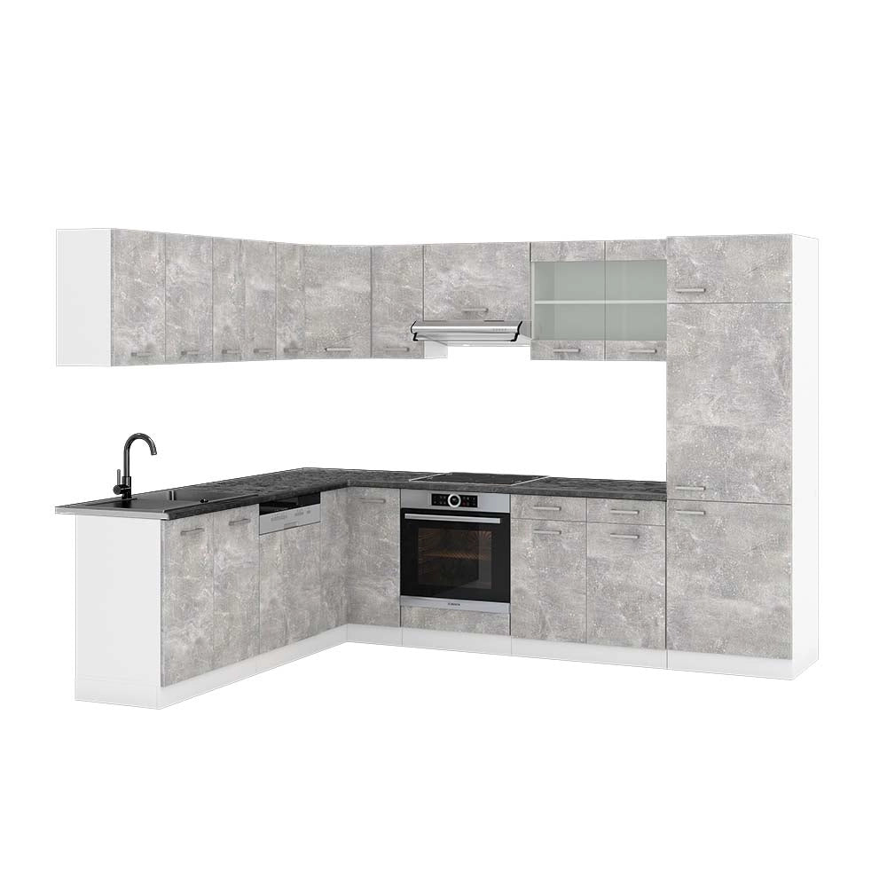 Vicco Cucina angolare completa Cemento/Bianco 227 x 287 cm , PL Antracite