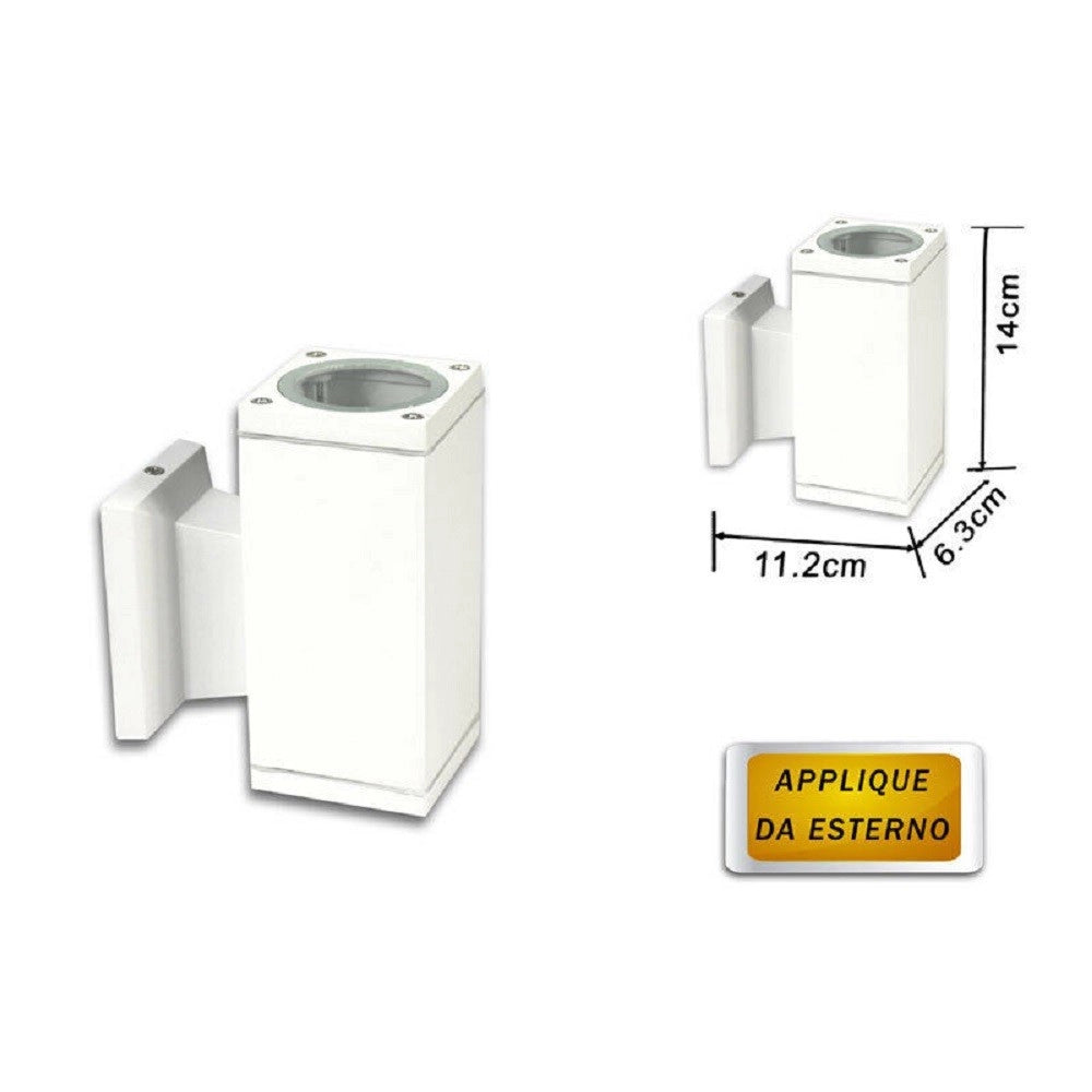 Trade Shop - Applique A Parete Per Esterno Giardino Ip55 Lampada Lampadina Attacco Gu10 - Bianco