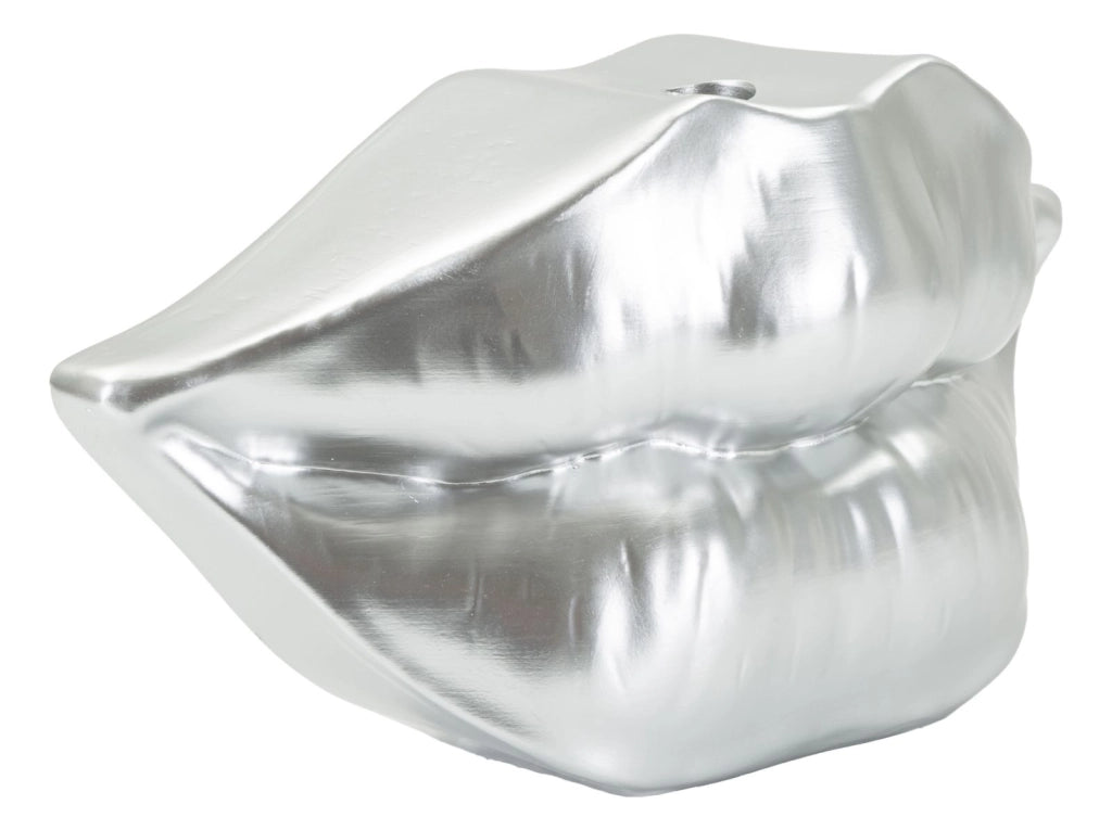 Vaso Mouth Lip Silver 23x8x12 cm in Resina Argento