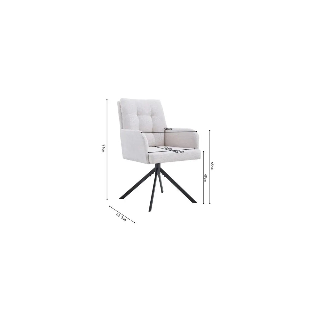 Sedia girevole PLUMO – Tessuto écru – L50 x H85 x P62 cm