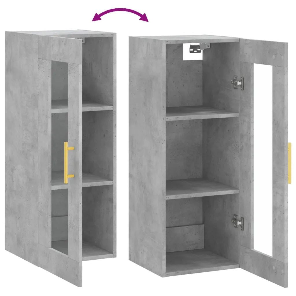 Armadietto a Muro | Mobile a Parete Grigio Cemento 34,5x34x90 cm