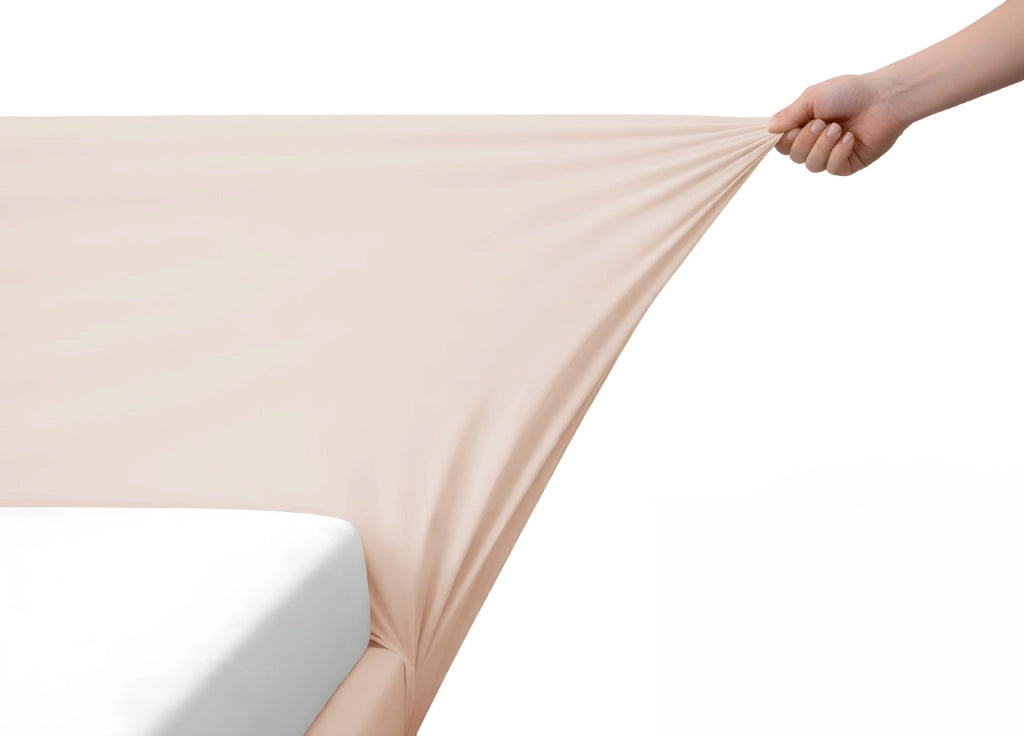 Vestiletto Giroletto Effetto Velluto Estensibile Tinta Unita Mod. Perfetto - Matrimoniale - Panna