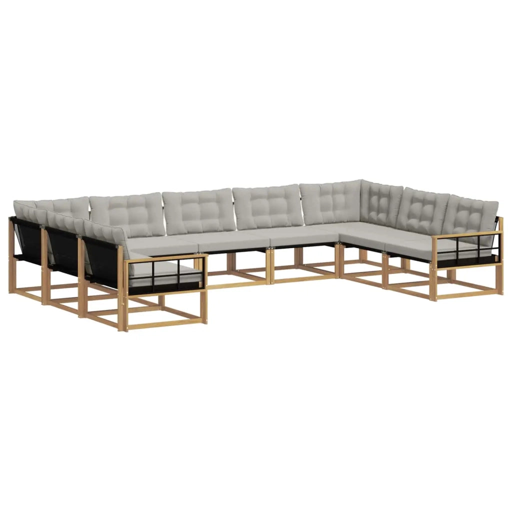 Set di divani da esterno 9 pz Bianco e Grigio Chiaro 3389073