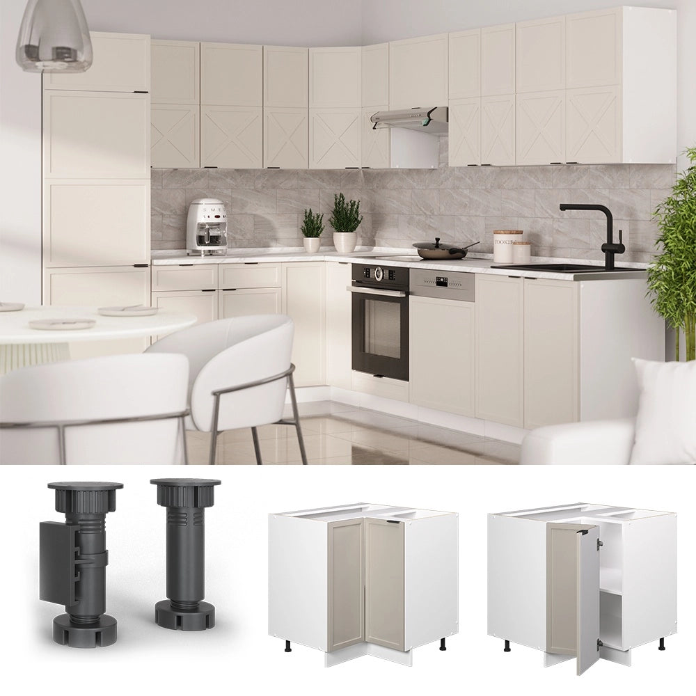 Mobile ad angolo cucina Fame-Line GrigioBeige/Bianco 80.5 cm senza piano di lavoro Vicco