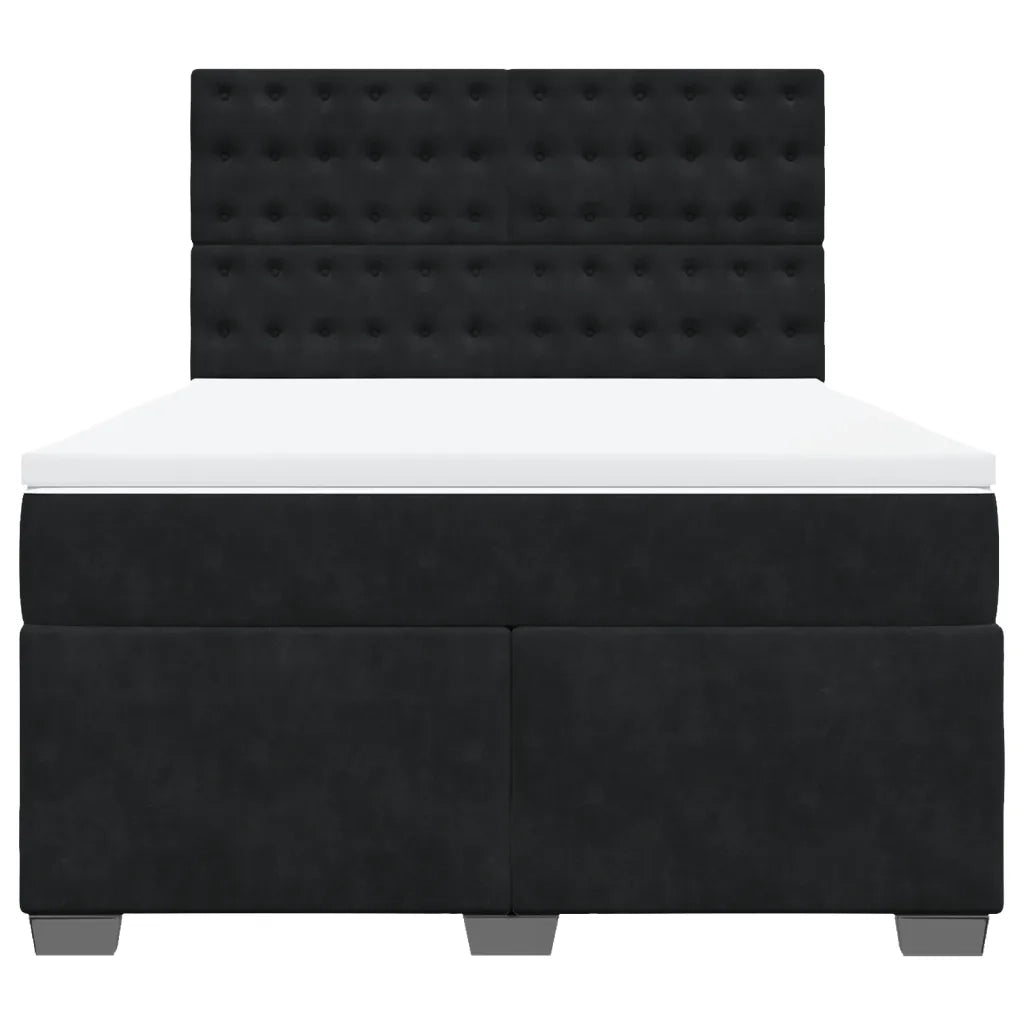 Giroletto a Molle con Materasso Nero 140x200 cm in Velluto 3293244