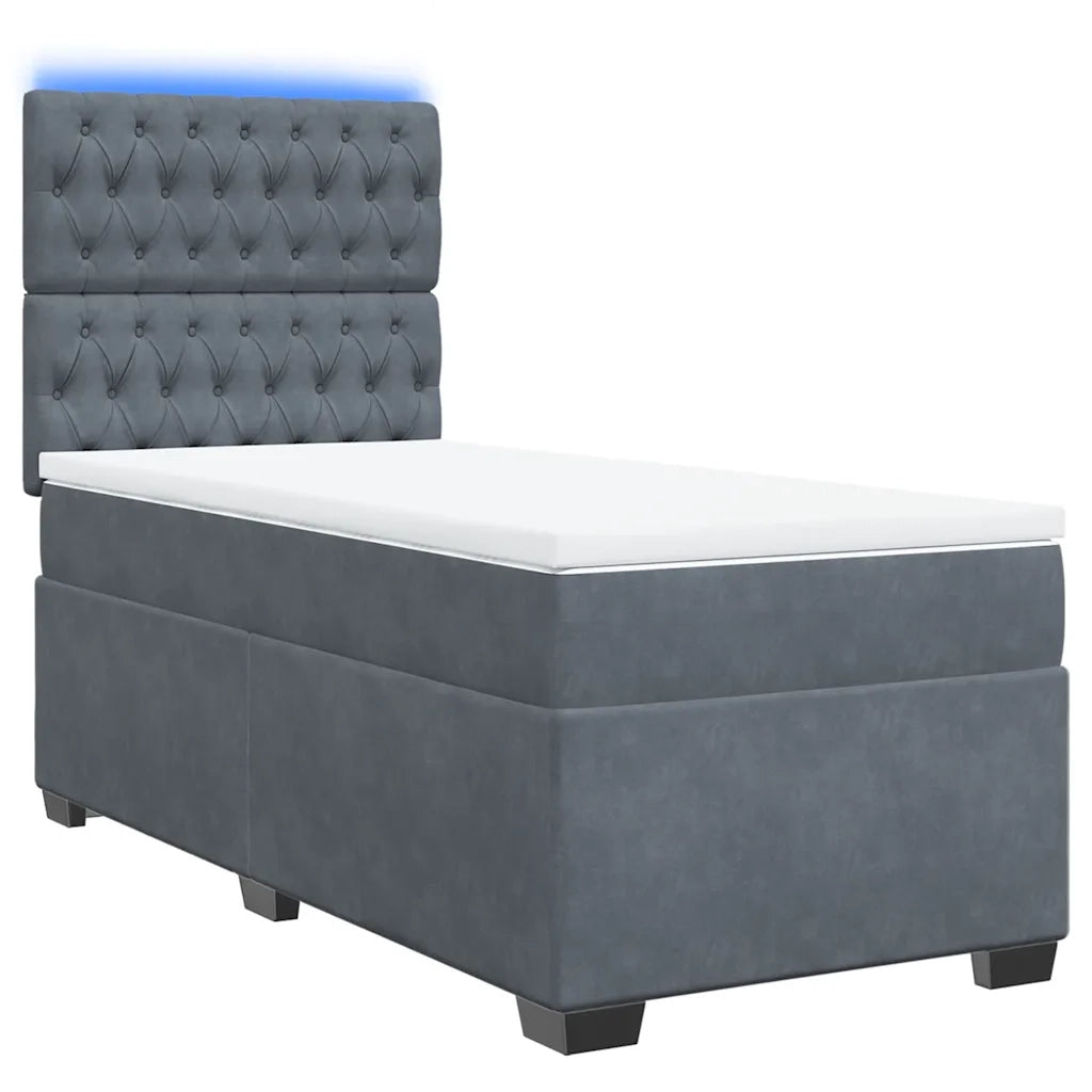 Giroletto a Molle con Materasso Grigio Scuro 90x200 cm Velluto