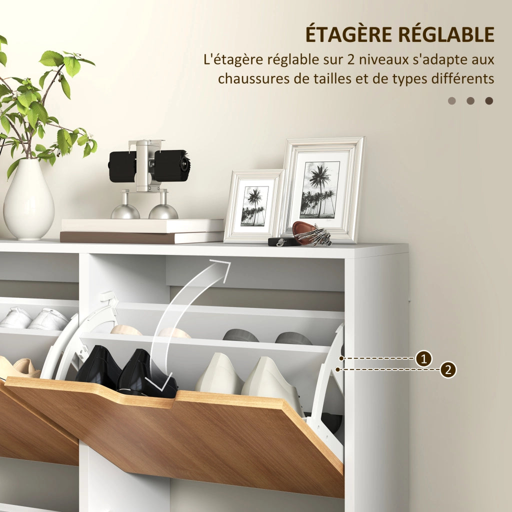Scarpiera con ante e ripiano regolabile ¨C zephmum ¨C legno di pino naturale 95x26x95 cm
