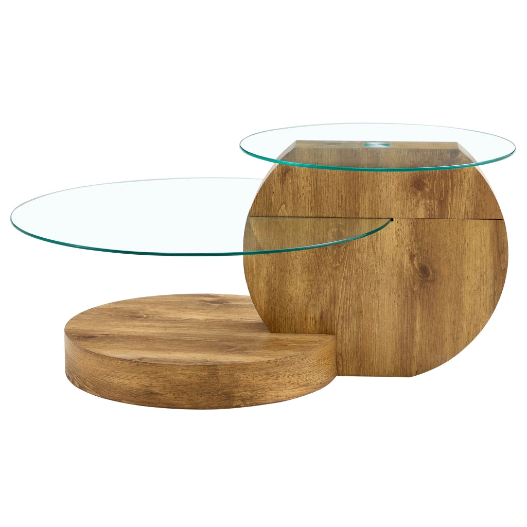 TAVOLINO DA CAFFÈ moderno in vetro temperato e MDF, trasparente, Ø 49,8 cm e 69,8 cm
