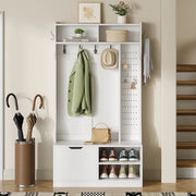 Set Ingresso con Panca, Appendiabiti, Ante e Ripiani ¨C MINIMAL ¨C Bianco, 100¡Á185.5¡Á40 cm