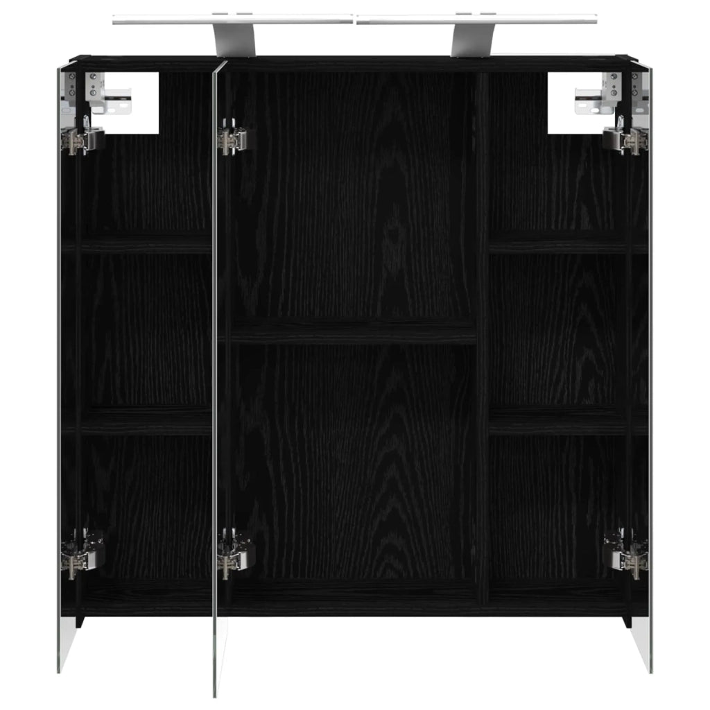 Mobiletto per specchio da bagno Rovere Nero 70 x 14,5 x 70 cm 889096