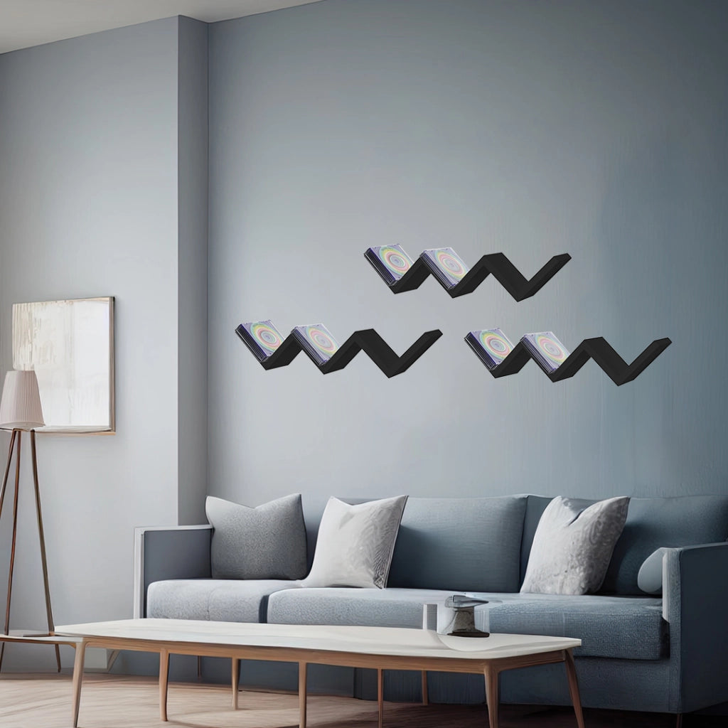 MENSOLA ZIG ZAG DIMENSIONI 59X12X12 CM IN COLORE NERO