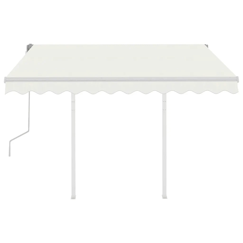 Tenda da Sole Retrattile Manuale con Pali 3x2,5 m Crema 3069897