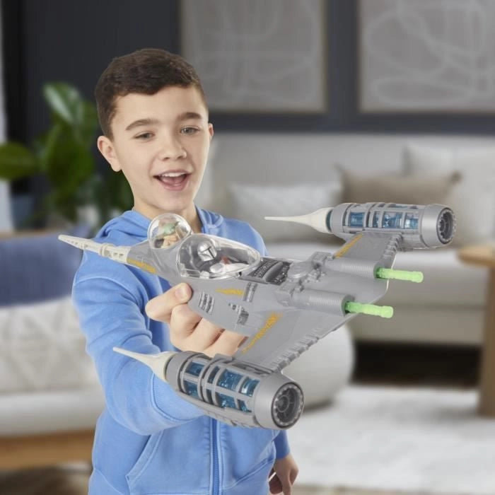 La nave Starfighter N-1 del Mandalorian, figurine Grogu e Mandalorian da 10 cm, giocattolo per bambini dai 4 anni, Star Wars Epic Her