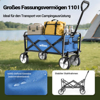 Carretto a mano pieghevole, max 68 kg, tessuto impermeabile blu, Carrello